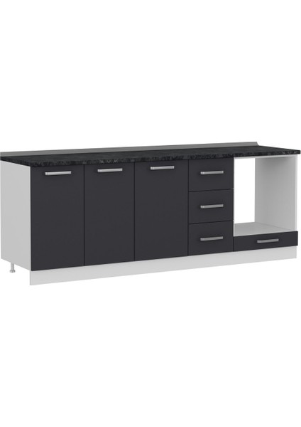 225 cm Mutfak Dolabı Beyaz Antrasit 225-A3-ALT Modül fırsatları