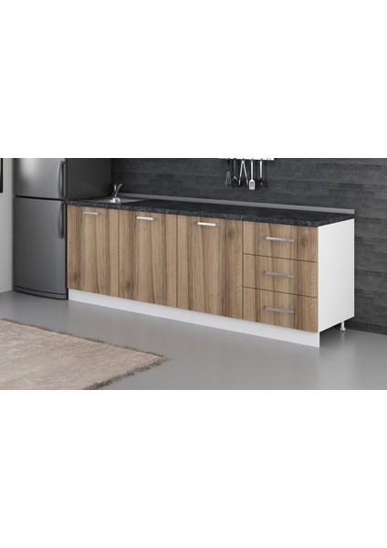 240 cm Mutfak Dolabı Beyaz Dore 240-D3-ALT Modül