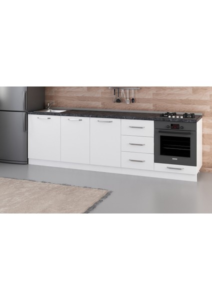 270 cm Mutfak Dolabı Beyaz 270-B3-ALT Modül
