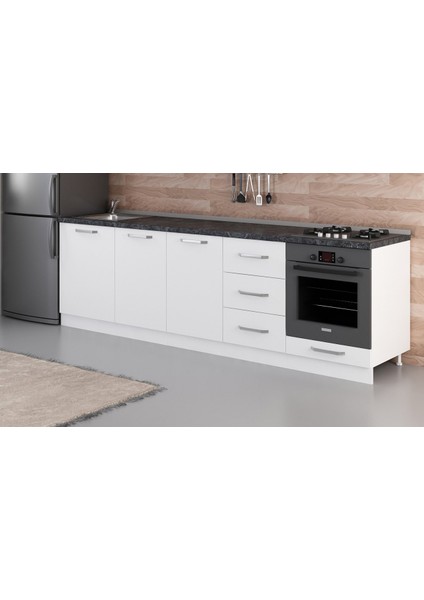 270 cm Mutfak Dolabı Beyaz 270-B3-ALT Modül