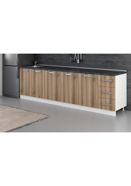 280 cm Mutfak Dolabı Beyaz Dore 280-D1-ALT Modül