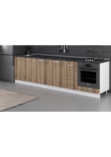 290 cm Mutfak Dolabı Beyaz Dore 290-D3-ALT Modül