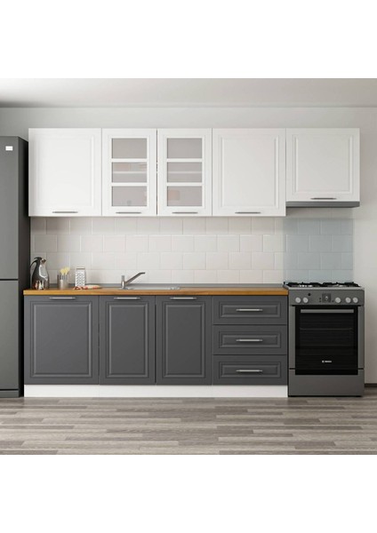 270 cm Mebran C Mutfak Dolabı Beyaz Antrasit 270-MCBA2 fiyatları