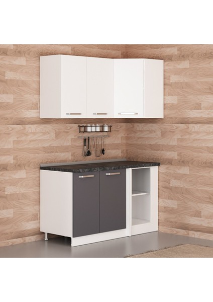 145CM Köşe Mutfak Dolabı - Beyaz/antrasit K145-A1