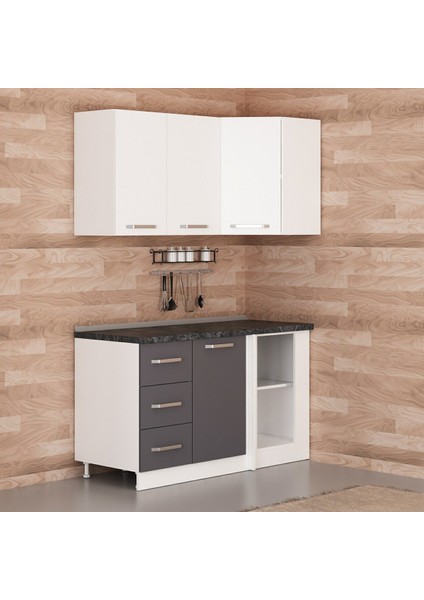 145CM Köşe Mutfak Dolabı - Beyaz/antrasit K145-A2