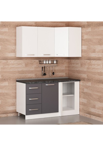 145CM Köşe Mutfak Dolabı - Beyaz/antrasit K145-A2