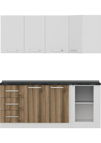 190CM Köşe Mutfak Dolabı - Beyaz/dore K190-D2