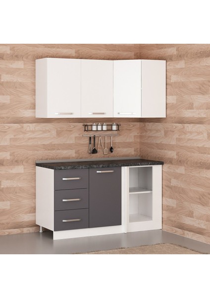 150CM Köşe Mutfak Dolabı - Beyaz/antrasit K150-A3