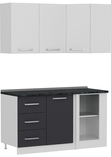 150CM Köşe Mutfak Dolabı - Beyaz/antrasit K150-A3