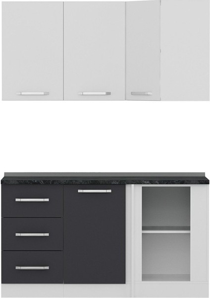 150CM Köşe Mutfak Dolabı - Beyaz/antrasit K150-A3