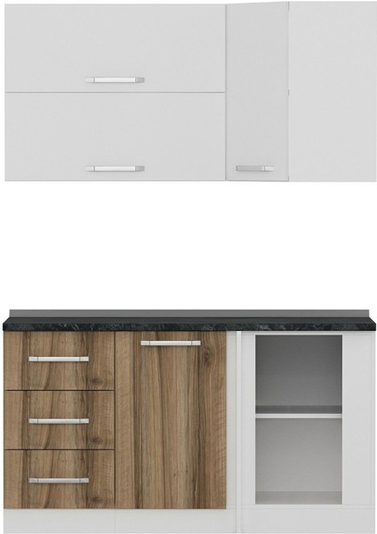 150CM Köşe Mutfak Dolabı - Beyaz/dore K150-D4