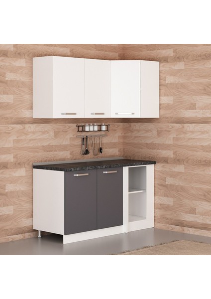 155CM Köşe Mutfak Dolabı - Beyaz/antrasit K155-A1
