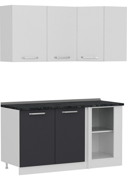155CM Köşe Mutfak Dolabı - Beyaz/antrasit K155-A1