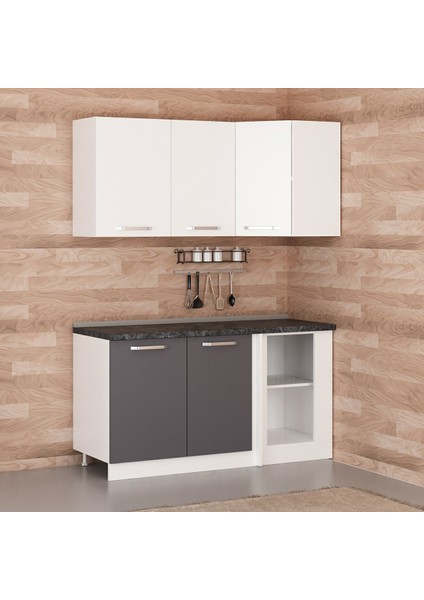 155CM Köşe Mutfak Dolabı - Beyaz/antrasit K155-A1