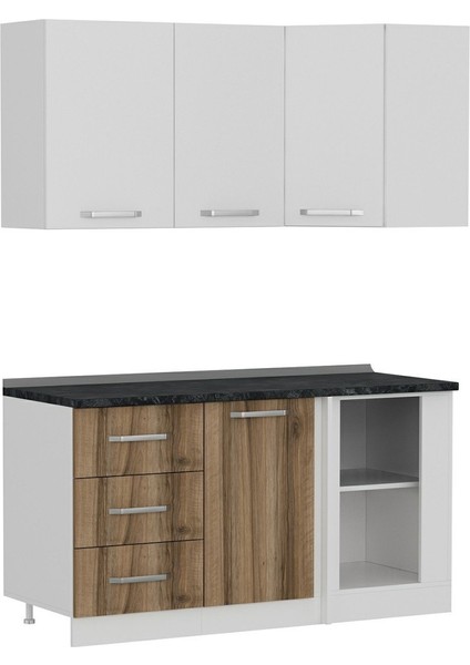 155CM Köşe Mutfak Dolabı - Beyaz/dore K155-D2