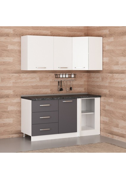 165CM Köşe Mutfak Dolabı - Beyaz/antrasit K165-A2
