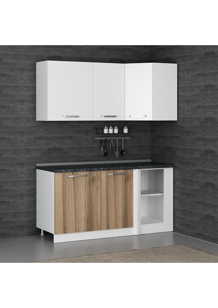 165CM Köşe Mutfak Dolabı - Beyaz/dore K165-D1 fiyatları