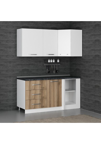 165CM Köşe Mutfak Dolabı - Beyaz/dore K165-D2 fiyatları