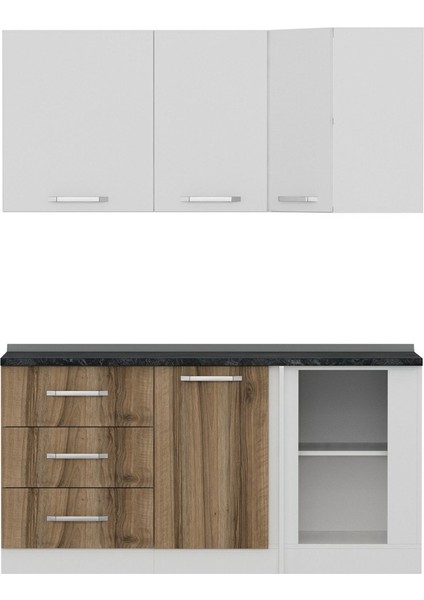 165CM Köşe Mutfak Dolabı - Beyaz/dore K165-D2 fırsatları