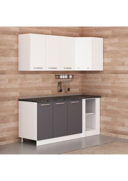 185CM Köşe Mutfak Dolabı - Beyaz/antrasit K185-A2