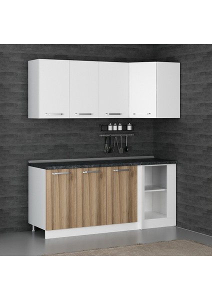 185CM Köşe Mutfak Dolabı - Beyaz/dore K185-D1 fiyatları