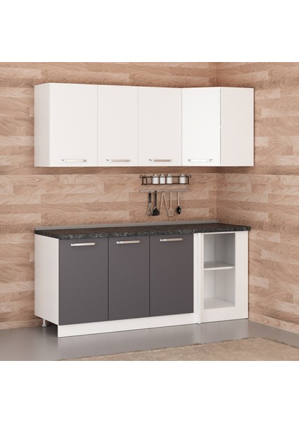 190CM Köşe Mutfak Dolabı - Beyaz/antrasit K190-A1