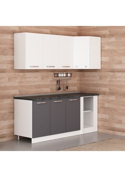 195CM Köşe Mutfak Dolabı - Beyaz/antrasit K195-A1