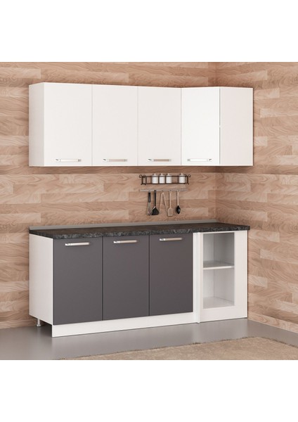 195CM Köşe Mutfak Dolabı - Beyaz/antrasit K195-A1 fiyatları