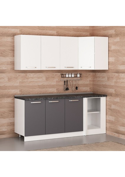 195CM Köşe Mutfak Dolabı - Beyaz/antrasit K195-A2 fiyatları