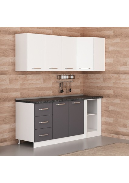 195CM Köşe Mutfak Dolabı - Beyaz/antrasit K195-A4