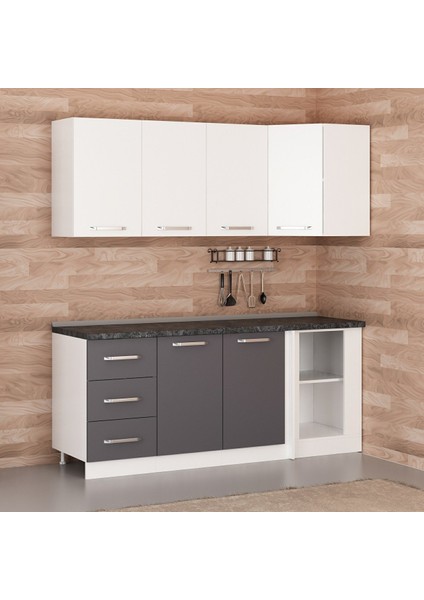 195CM Köşe Mutfak Dolabı - Beyaz/antrasit K195-A4 fiyatları