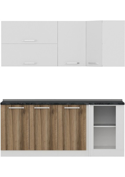 195CM Köşe Mutfak Dolabı - Beyaz/dore K195-D3 fırsatları