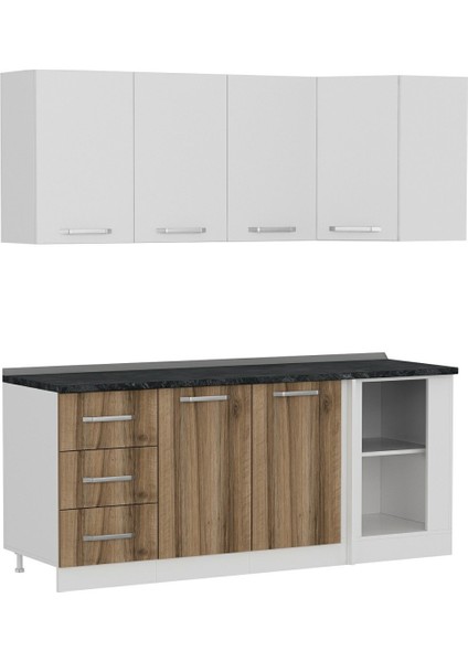 195CM Köşe Mutfak Dolabı - Beyaz/dore K195-D4 modelleri