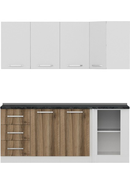 195CM Köşe Mutfak Dolabı - Beyaz/dore K195-D4 fırsatları