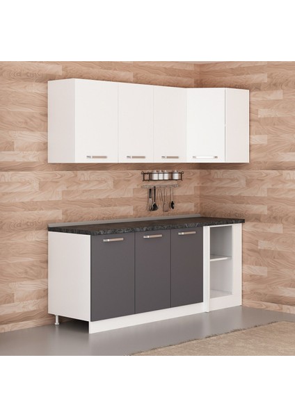 200CM Köşe Mutfak Dolabı - Beyaz/antrasit K200-A1