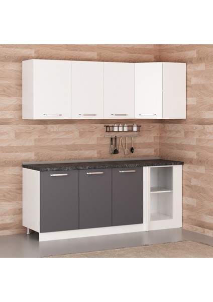 200CM Köşe Mutfak Dolabı - Beyaz/antrasit K200-A1