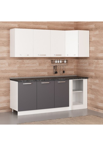 205CM Köşe Mutfak Dolabı - Beyaz/antrasit K205-A1