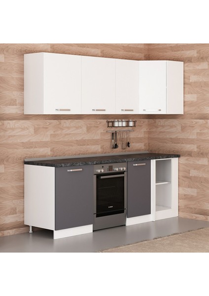 225CM Köşe Mutfak Dolabı - Beyaz/antrasit K225-A2