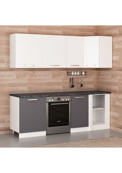 225CM Köşe Mutfak Dolabı - Beyaz/antrasit K225-A2 fiyatları
