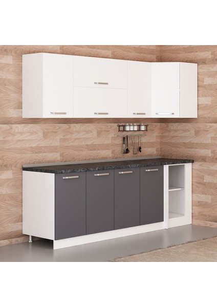 240CM Köşe Mutfak Dolabı - Beyaz/antrasit K240-A2
