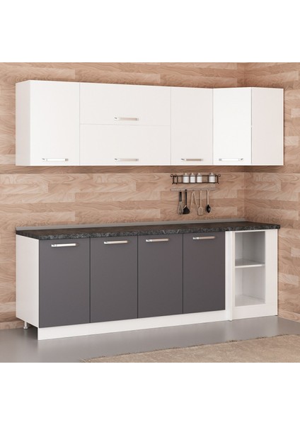 240CM Köşe Mutfak Dolabı - Beyaz/antrasit K240-A2