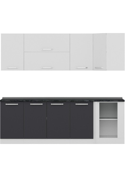 240CM Köşe Mutfak Dolabı - Beyaz/antrasit K240-A2