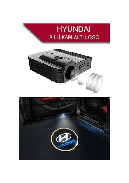 Hyundaı Kapı Altı Logo Lamba Pilli Sensörlü Kolay Montaj