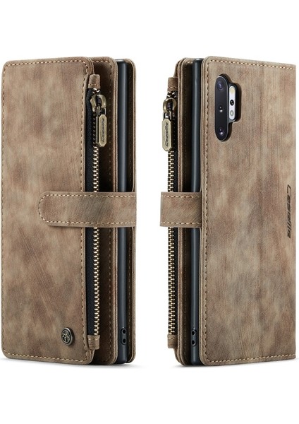 Caseme C30 Serisi Kaymaz Kavrama Pu Deri Kılıf Standı Cüzdan Kılıf ile Birden Kart Yuvaları ve Fermuar Cep Galaxy Note 10 Plus - Kahverengi (Yurt Dışından) modelleri