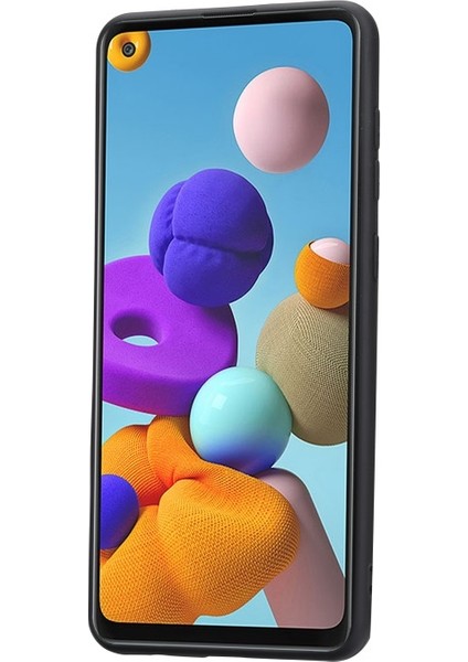 Kart Yuvaları Pu Deri Kaplamalı Tpu Kılıf [kickstand] Galaxy A21S Için - Siyah (Yurt Dışından) modelleri