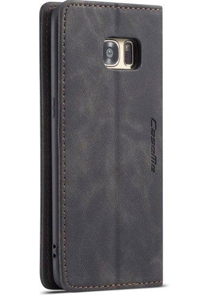 Caseme 013 Serisi Deri Cüzdan Standı Galaxy S7 Edge G935 - Siyah (Yurt Dışından)