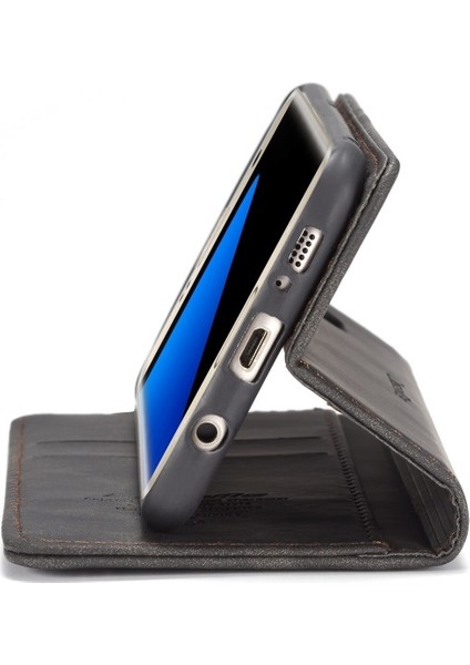 Caseme 013 Serisi Deri Cüzdan Standı Galaxy S7 Edge G935 - Siyah (Yurt Dışından)