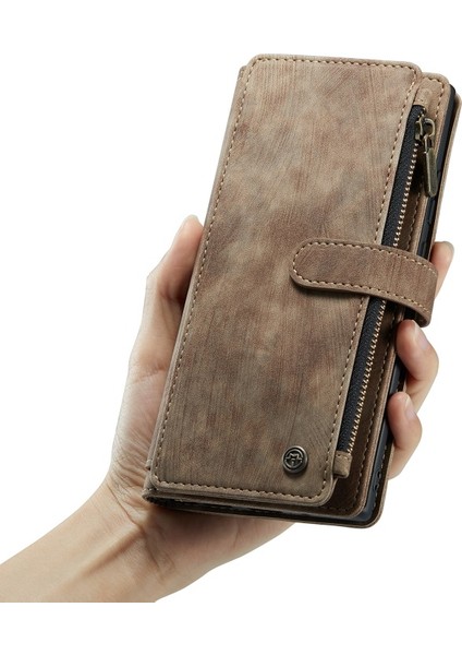 Caseme C30 Serisi 10 Kart Yuvaları ve Fermuar Cep Tasarımı Manyetik Kapatma Pu Deri Cüzdan Kılıf Galaxy NOTE20 Ultra 4g / 5g - Kahverengi (Yurt Dışından) fırsatları