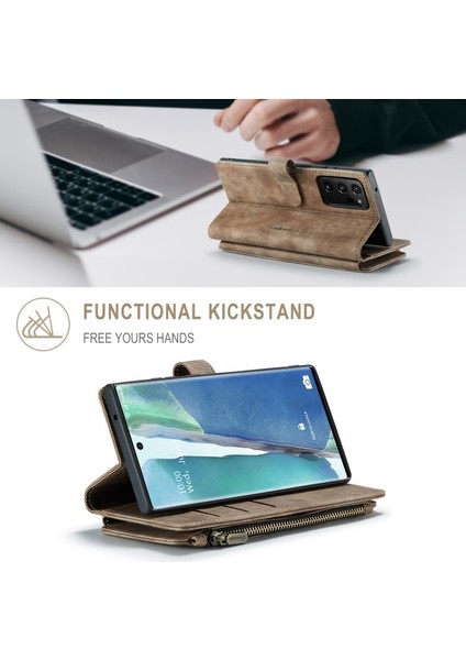 Caseme C30 Serisi 10 Kart Yuvaları ve Fermuar Cep Tasarımı Manyetik Kapatma Pu Deri Cüzdan Kılıf Galaxy NOTE20 Ultra 4g / 5g - Kahverengi (Yurt Dışından) indirimleri