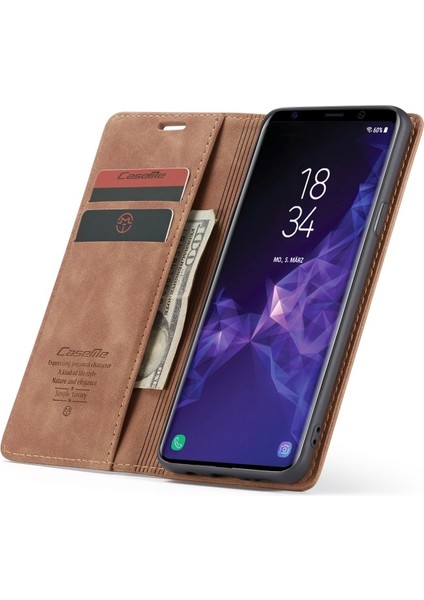 Caseme 013 Serisi Deri Cüzdan Telefon Kılıfı Galaxy S9 + - Kahverengi (Yurt Dışından) modelleri
